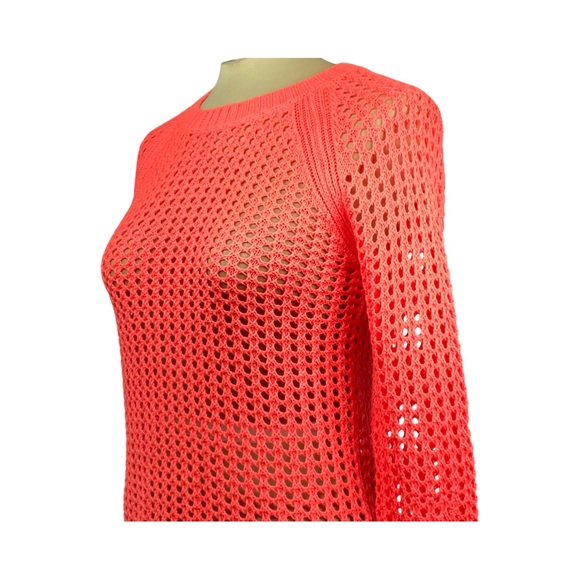 a.n.a. Petite Womens Long Sleeve Crew Neck Open Knit Sweater Size PS Pink - Picture 11 of 15